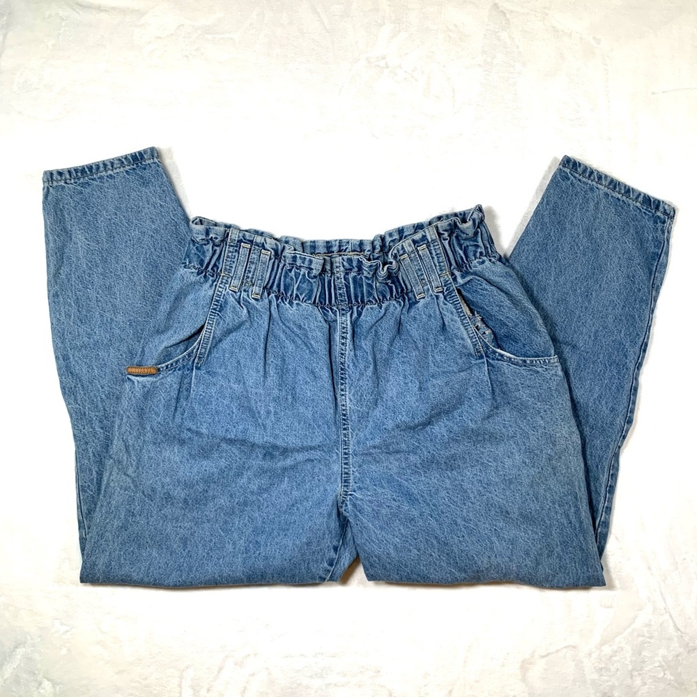 Vintage 80's PS Gitano 14 Short 14S Jeans Med‎ Wash High Waisted Tapered Pleats
